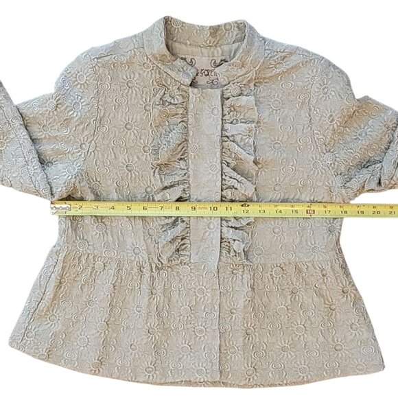 Pete & Greta by Johnny Was VTG 100% Silk Embroidered Peplum Lined Gold Jacket - Picture 14 of 16